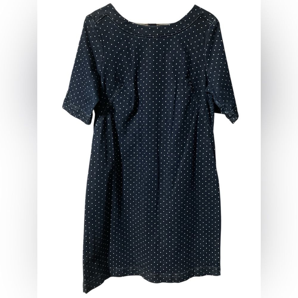Boden Denim Dress Size 14 Polka Dots Preppy All Season Cute